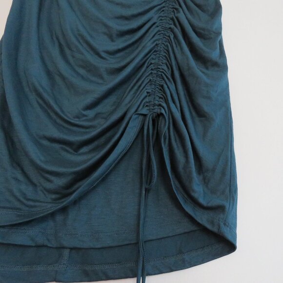 BY ANTHROPOLOGIE Ruched Knit Midi Skirt in Navy Teal Green Stretch - Size M NWT - Picture 9 of 12